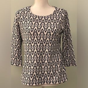 Charter Club Blue and White 3/4-Sleeve Top